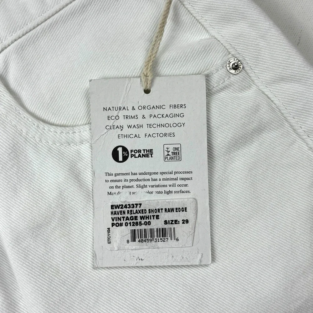 ETICA COTTON VINTAGE WHITE HAVEN HIGH RISE RELAXED RAW HEM BUTTON FLY SHORTS
